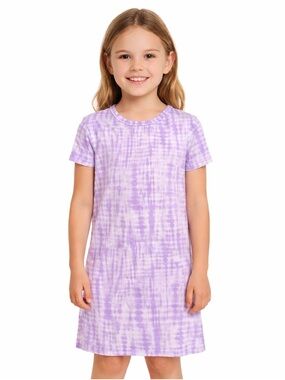 Rene Rofe Girls Purple Tie Dye Nightgown‎ Sleep Shirt Pajamas Size M 7/8